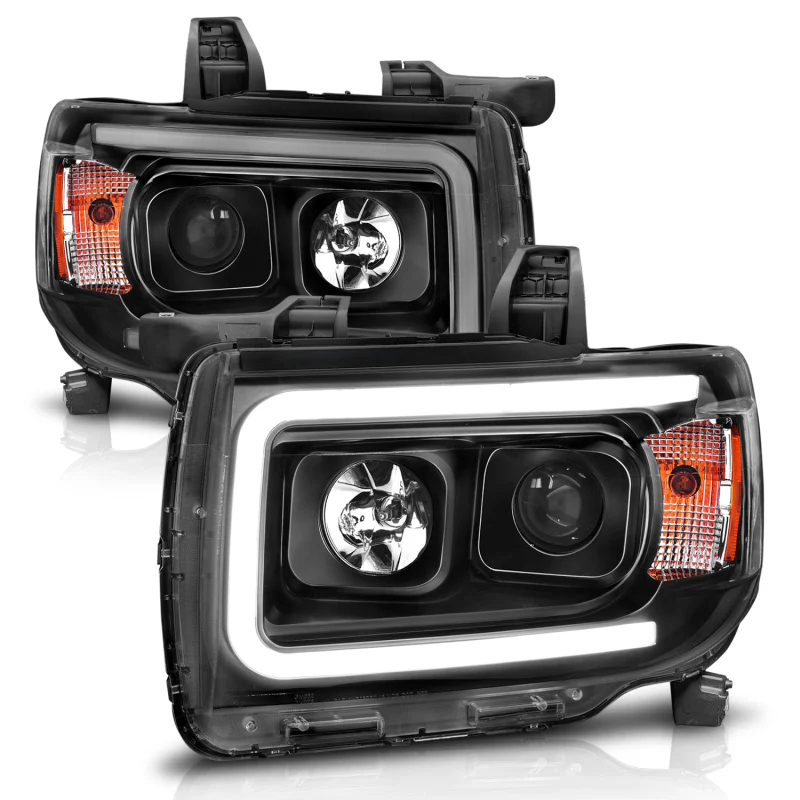 ANZO 2015+ GMC Canyon Projector Headlights w/ Plank Style Design Black w/ Amber - Image 3