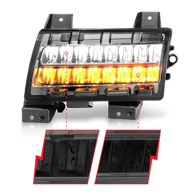 ANZO 2018-2021 Jeep Wrangler LED Side Markers Chrome Housing Smoke Lens w/ Seq. Signal Sport Bulb - Image 7
