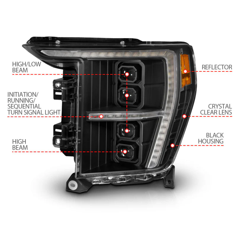 ANZO 21-23 Ford F-150 (w/Factory Halogen) Z-Series Full LED Proj Headlights - Driver Side ONLY - Image 5
