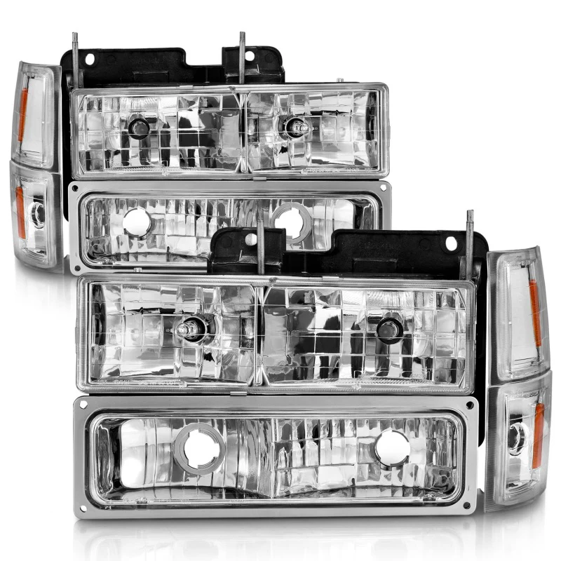 ANZO 88-98 Chevrolet C1500 Crystal Headlights Chrome w/ Signal and Side Marker Lights - Image 11