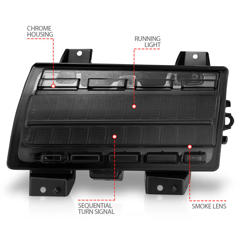 ANZO Wrangler 18-21/Gladiator 20+ LED Side Marker Lights Smoke w Sequential Signal - Image 7