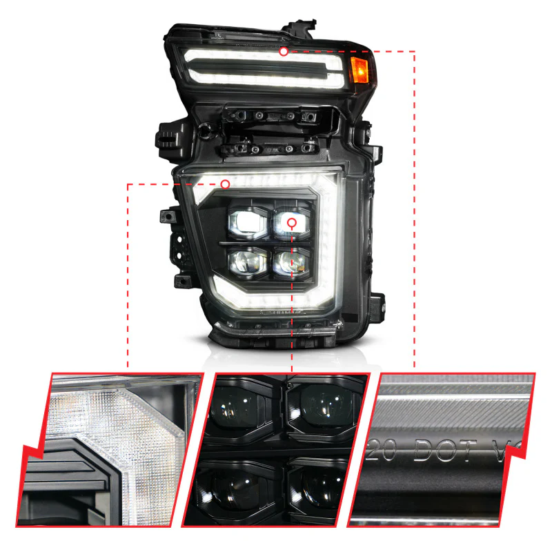 ANZO Z-Series 20-23 Chevy Silverado 2500/3500 Z-Series Full LED Proj Headlights Black - Driver Side - Image 6