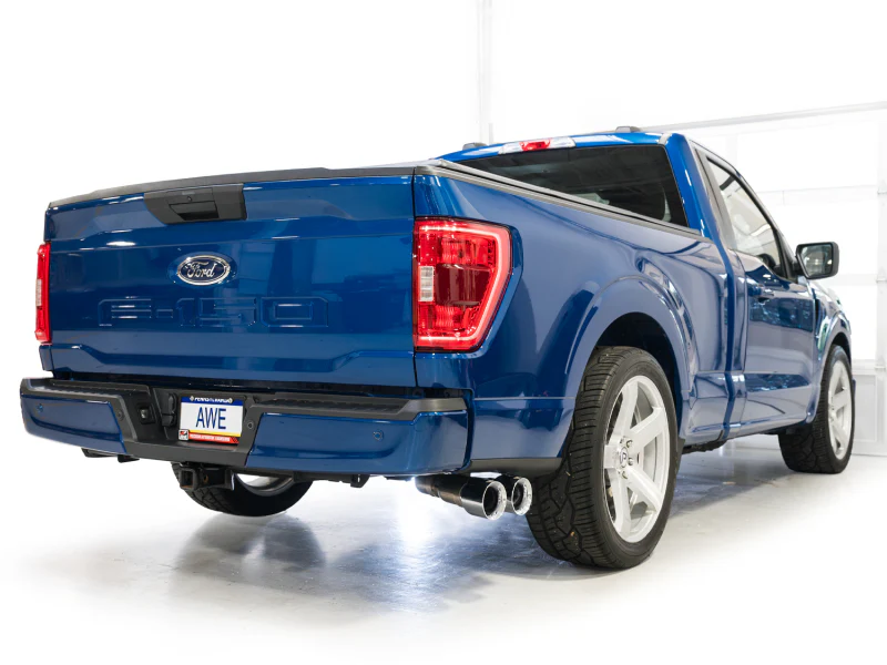 AWE Tuning 21-25 Ford F150 (14th Gen Reg Cab) Cat-Back Exhaust - 4.5in Dual Side Exit Chrome Tips - Image 3