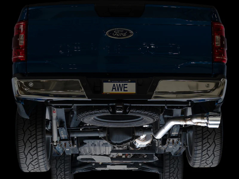 AWE Tuning 21-25 Ford F150 (14th Gen Reg Cab) Cat-Back Exhaust - 4.5in Dual Side Exit Chrome Tips - Image 4
