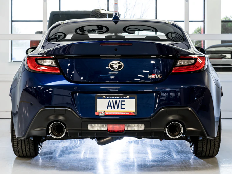 AWE Tuning Subaru BRZ/ Toyota GR86/ Toyota 86 Track Edition Cat-Back Exhaust- Chrome Silver Tips - Image 2
