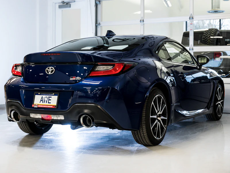 AWE Tuning Subaru BRZ/ Toyota GR86/ Toyota 86 Track Edition Cat-Back Exhaust- Chrome Silver Tips - Image 3