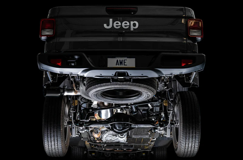 AWE Tuning 20-21 Jeep Gladiator JT 3.6L Tread Edition Cat-Back Single Side Exhaust - Diamond Blk Ti - Image 10
