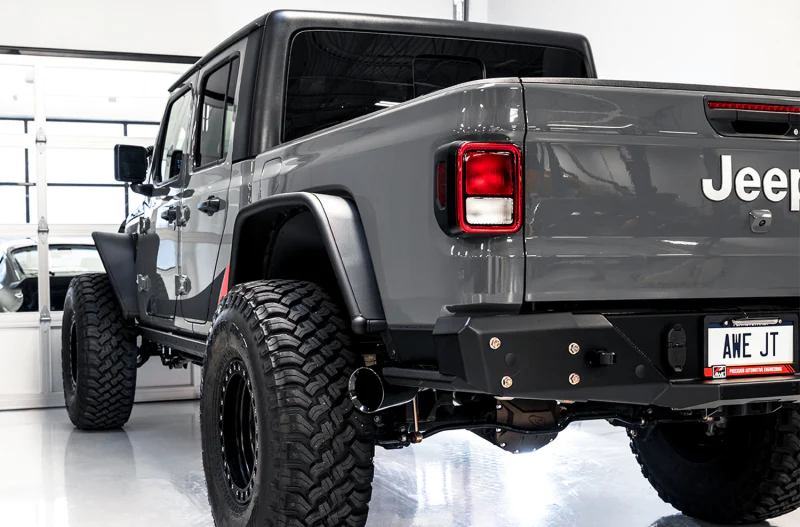 AWE Tuning 20-21 Jeep Gladiator JT 3.6L Tread Edition Cat-Back Single Side Exhaust - Diamond Blk Ti - Image 2