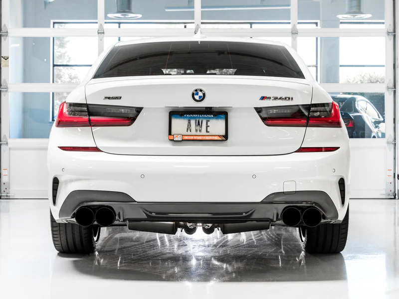 AWE Tuning 2019+ BMW M340i (G20) Non-Resonated Touring Edition Exhaust - Quad Diamond Black Tips - Image 6