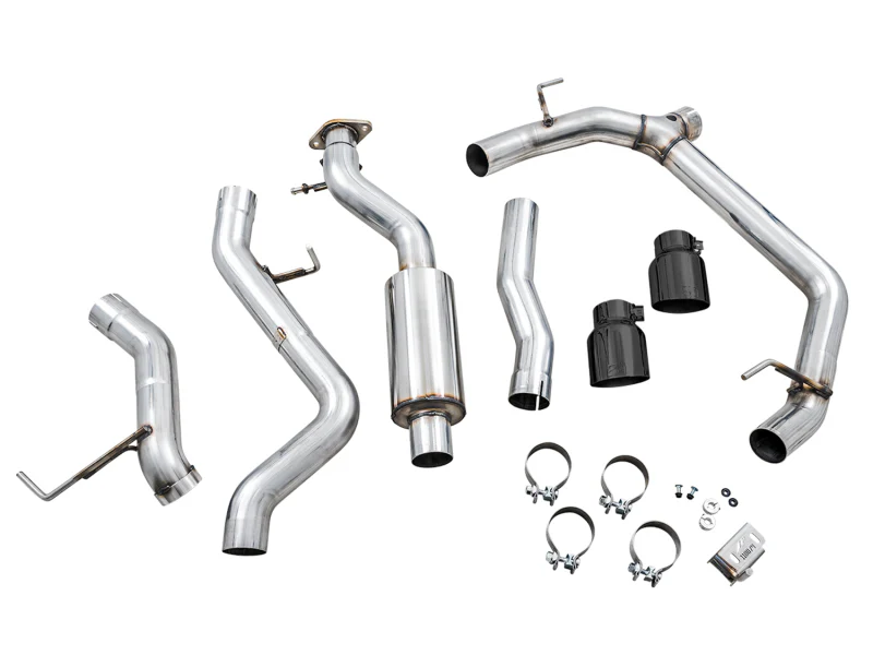 AWE Tuning 2021+ Ford Bronco 0FG Dual Rear Exit Exhaust w/Diamond Black Tips & Bash Guard - Image 6