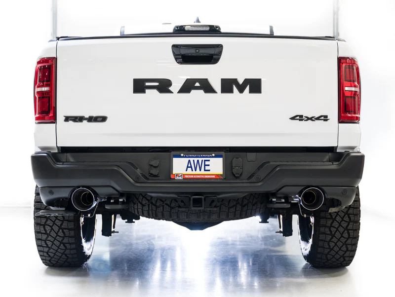 AWE Tuning 2025+ RAM 1500 RHO 3.0 I6 TT 0FG Dual Rear Exit Cat-Back Exhaust - Chrome Silver Tips - Image 6