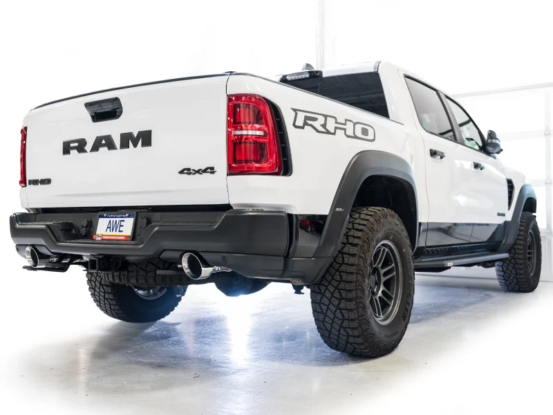 AWE Tuning 2025+ RAM 1500 RHO 3.0 I6 TT 0FG Dual Rear Exit Cat-Back Exhaust - Chrome Silver Tips - Image 7
