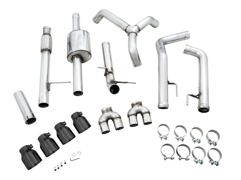 AWE Tuning 4th Gen GM 1500 5.3L 0FG Cat-Back Split Rear Exit (w/ Bumper Cutouts) - Quad Diamond Tips - Image 4