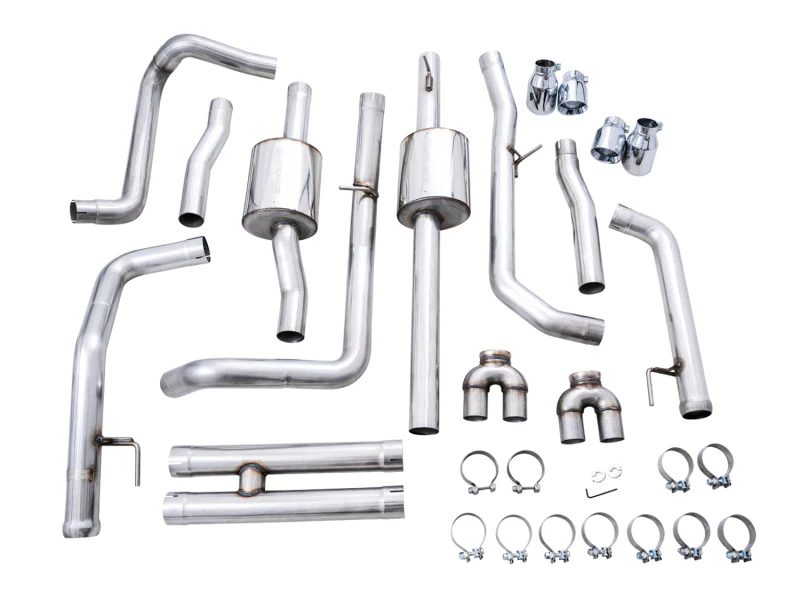 AWE Tuning 4th Gen GM 1500 6.2L 0FG Cat-Back Split Rear Exit (w/ Bumper Cutouts) - Quad Chrome Tips - Image 15