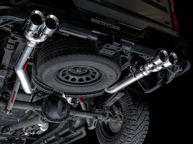 AWE Tuning 4th Gen GM 1500 6.2L 0FG Cat-Back Split Rear Exit (w/ Bumper Cutouts) - Quad Chrome Tips - Image 5