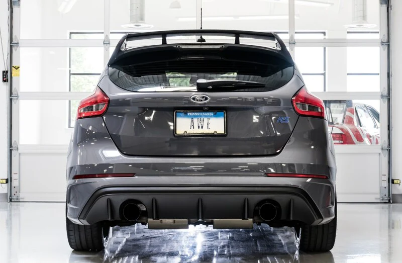 AWE Tuning Ford Focus RS Touring Edition Cat-Back Exhaust - Resonated - Diamond Black Tips - Image 3