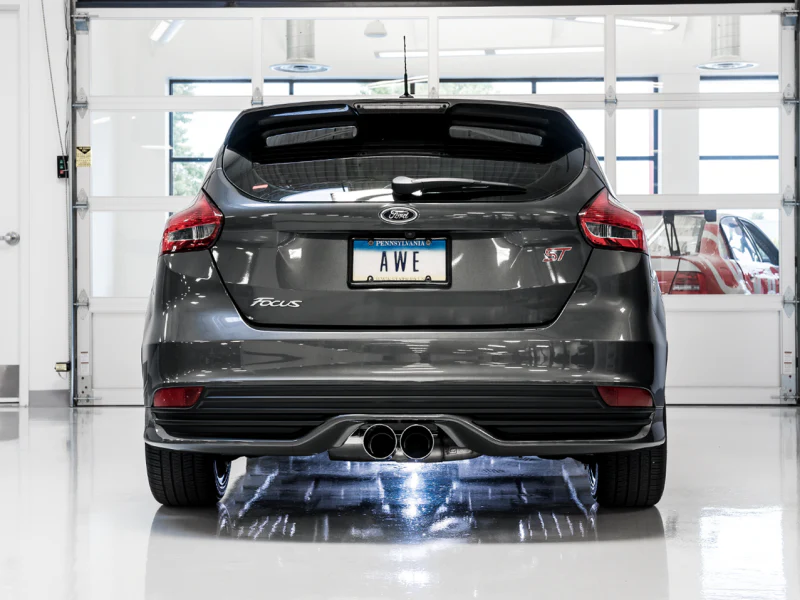 AWE Tuning Ford Focus ST Touring Edition Cat-Back Exhaust - Resonated - Diamond Black Tips - Image 2