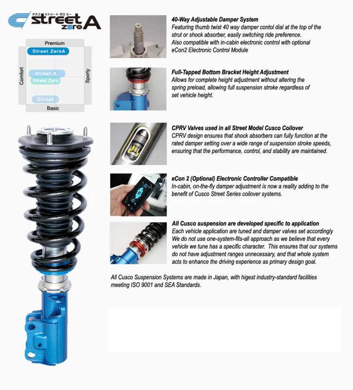 Cusco 2022+ Subaru WRX Street Zero-A Coilover Kit