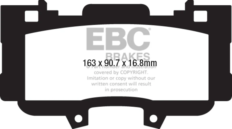 EBC 15+ Ford Mustang 2.3 Turbo Performance Pkg Yellowstuff Front Brake Pads - Image 3