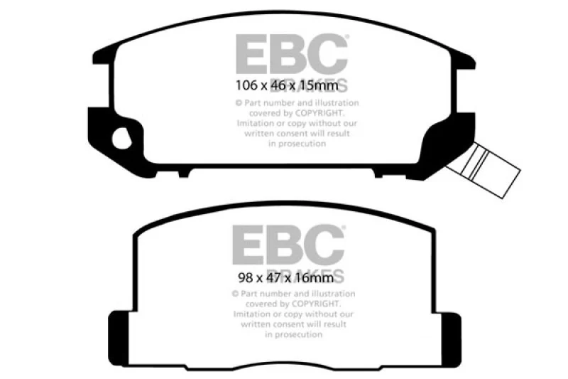 EBC 85-90 Toyota MR2 1.6 Yellowstuff Rear Brake Pads - Image 2