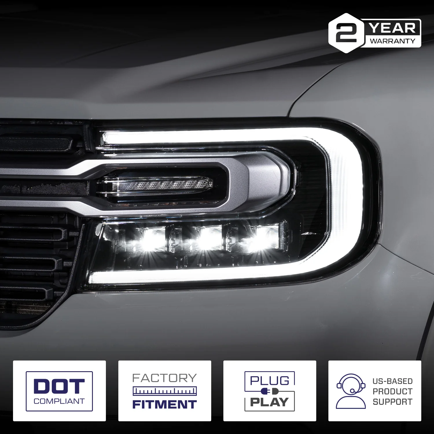 2022-2024 Ford Maverick Sequential LED Projector Headlights (pair) - Image 3