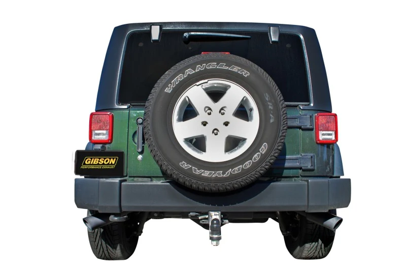 Gibson 07-17 Jeep Wrangler JK Sport 3.8L 2.5in Cat-Back Dual Extreme Exhaust - Black Elite (Ceramic) - Image 2