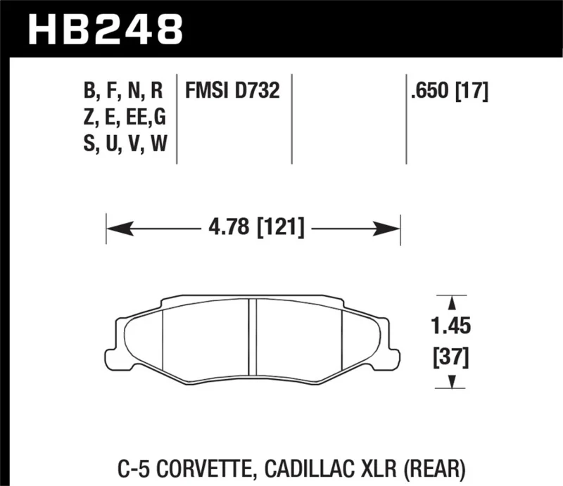 Hawk 03-04 Chevrolet Corvette 5.7L 50th Anniversary Edition Rear ER-1 Brake Pads - Image 2