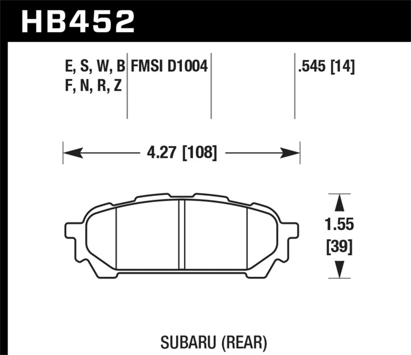 Hawk 03-05 WRX D1004 HP+ Street Rear Brake Pads - Image 2