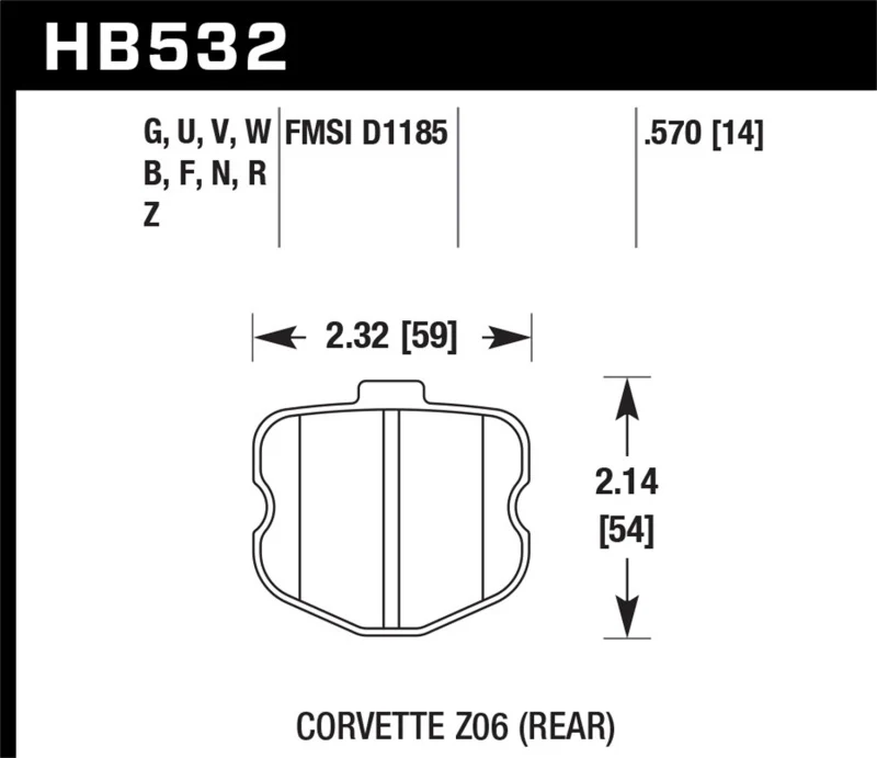 Hawk 06-10 Chevy Corvette (OEM Pad Design) Rear HP+ Street Brake Pads - Image 2