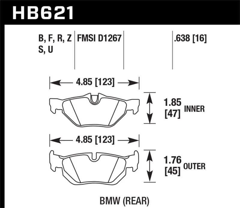 Hawk 08-11 BMW 128i / 10 BMW 323i / 07-11 BMW 328i / 07-11 BMW 328XI HPS Street Rear Brake Pads - Image 2