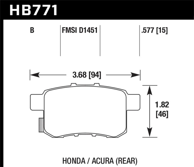 Hawk 08-16 Honda Accord High Performance Street 5.0 Rear Brake Pads - Image 2