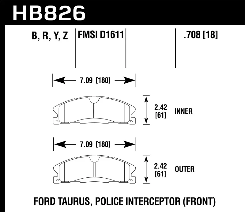 Hawk 13-16 Ford Taurus SHO / 13-16 Lincoln MKS HPS 5.0 Front Brake Pads - Image 2