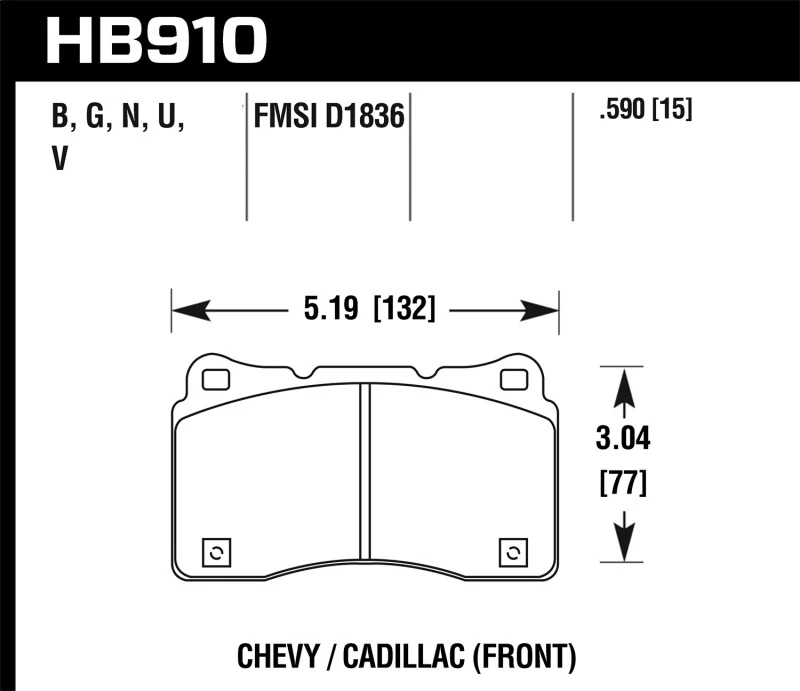 Hawk 15-16 Cadillac XTS / Chevrolet Corvette DTC-70 Front Brake Pads - Image 2