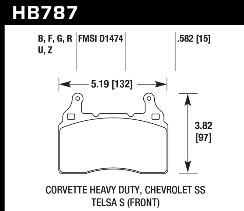 Hawk 15-17 Chevy Corvette Performance Ceramic Street Front Brake Pads - Image 2