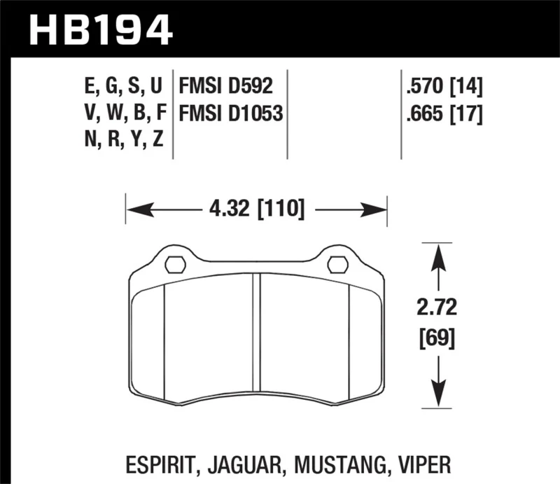 Hawk 92-02 Dodge Viper HPS 5.0 Front Brake Pads - Image 2