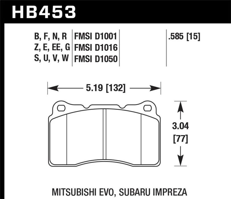 Hawk ER-1 Front Motorsport Brake Pads 03-06 Evo / 04-09 STi / 10+ Camaro SS (Brembo) - Image 2