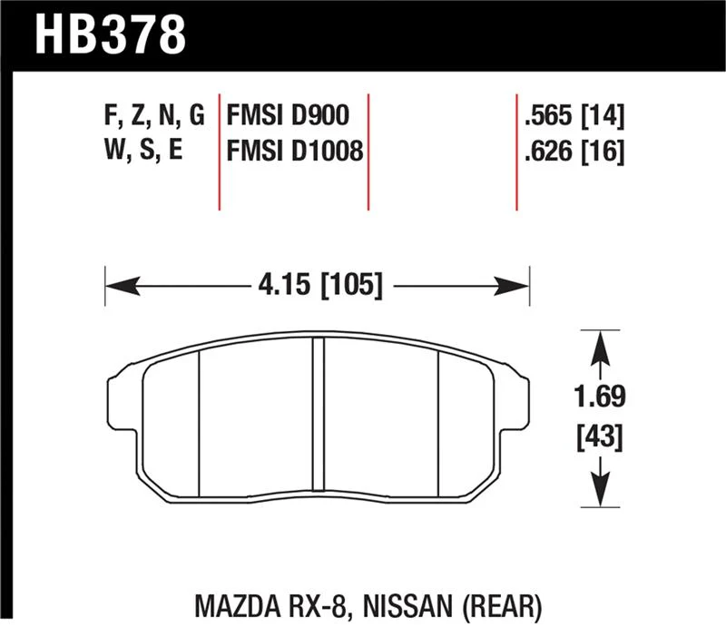 Hawk Mazda RX-8 / Nissan Track DTC-30 Race Rear Brake Pads - Image 5