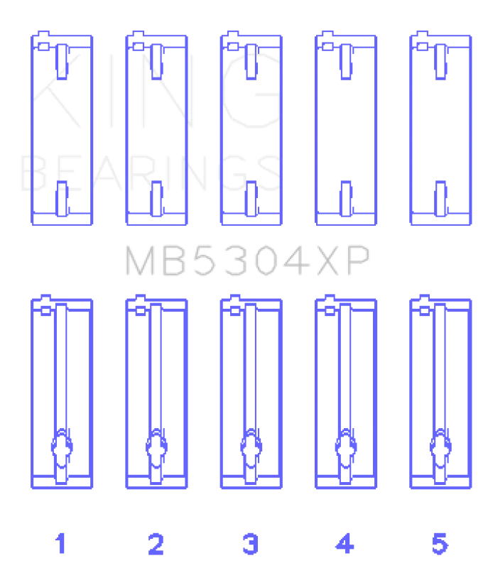 King Engine Bearings Mazda B6/B6-T/ZM/B3/B5 (Size +.025) Main Bearing Set - Image 2