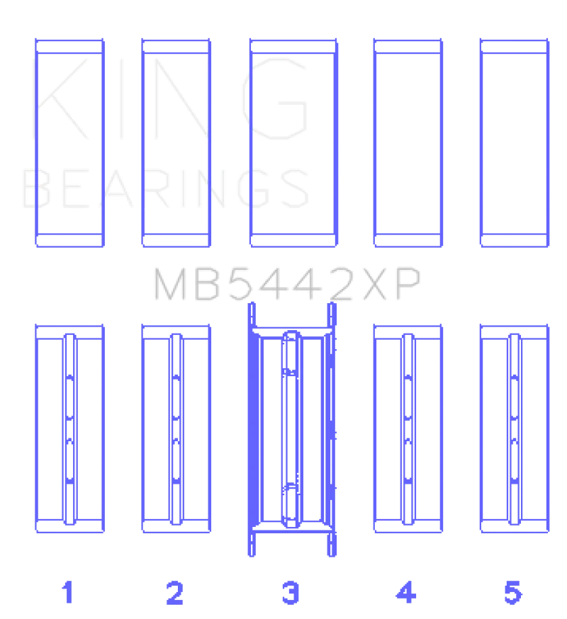 King Engine Bearings Ford 2.0 2.3L EcoBoost Crankshaft Main Bearing Set (Set of 5) - Image 2