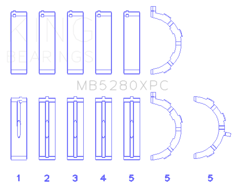 King Engine Bearings Ford 4.6L/5.4L V8 SOHC Performance Coated Main Bearing Set - Size STD