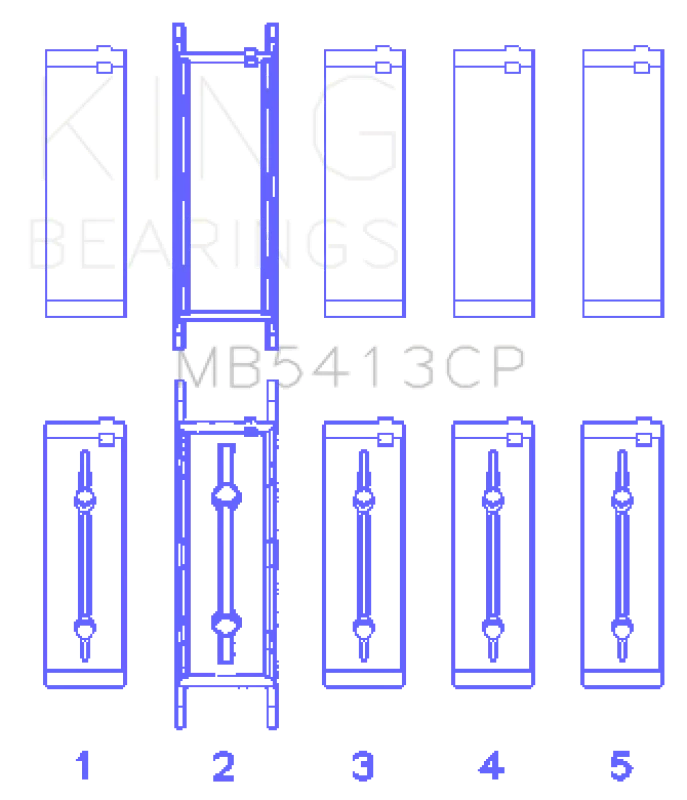 King Engine Bearings Opel LNF/LSJ/L42/61/Z22SE Crankshaft Main Bearing Set (Set of 5)