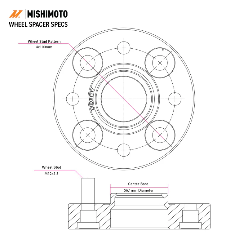 Mishimoto Wheel Spacers - 5x100 - 56.1 - 25 - M12 - Black - Image 7