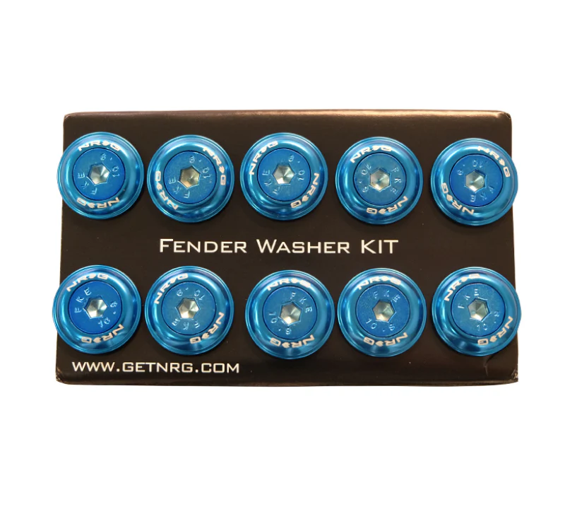 NRG Fender Washer Kit w/Color Matched M6 Bolt Rivets For Plastic (Blue) - Set of 10 - Image 2