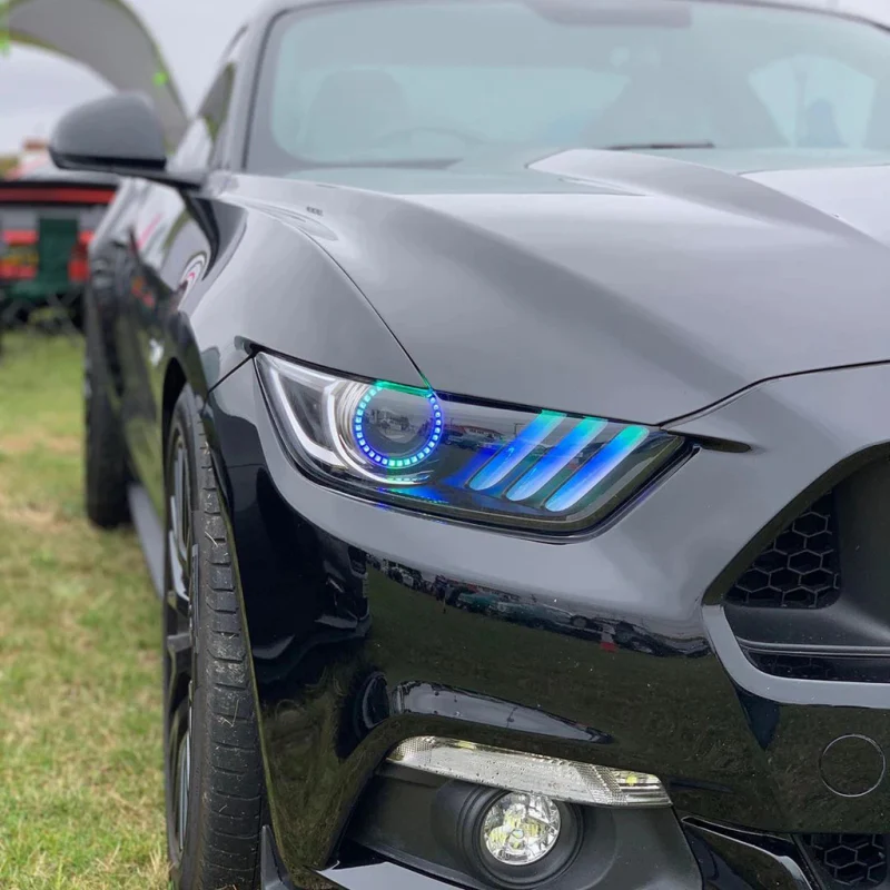 Oracle 15-17 Ford Mustang V6/GT/Shelby Dynamic DRL  w/ Halo Kit - ColorSHIFT - Dynamic - Image 5