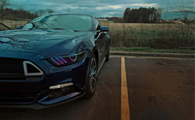 Oracle 15-17 Ford Mustang V6/GT/Shelby Dynamic DRL  w/ Halo Kit - ColorSHIFT - Dynamic - Image 6