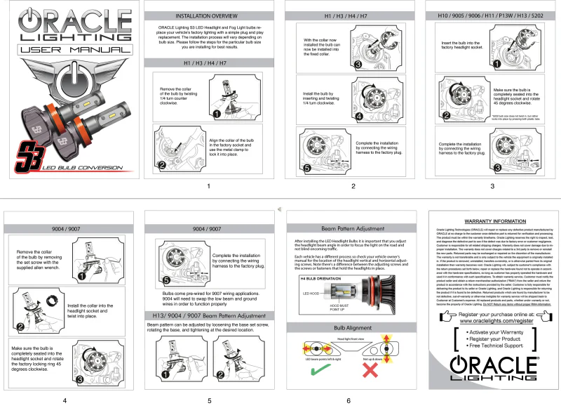 Oracle H7 - S3 LED Headlight Bulb Conversion Kit - 6000K - Image 2