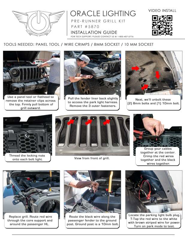Oracle Pre-Runner Style LED Grille Kit for Jeep Gladiator JT - White - Image 12