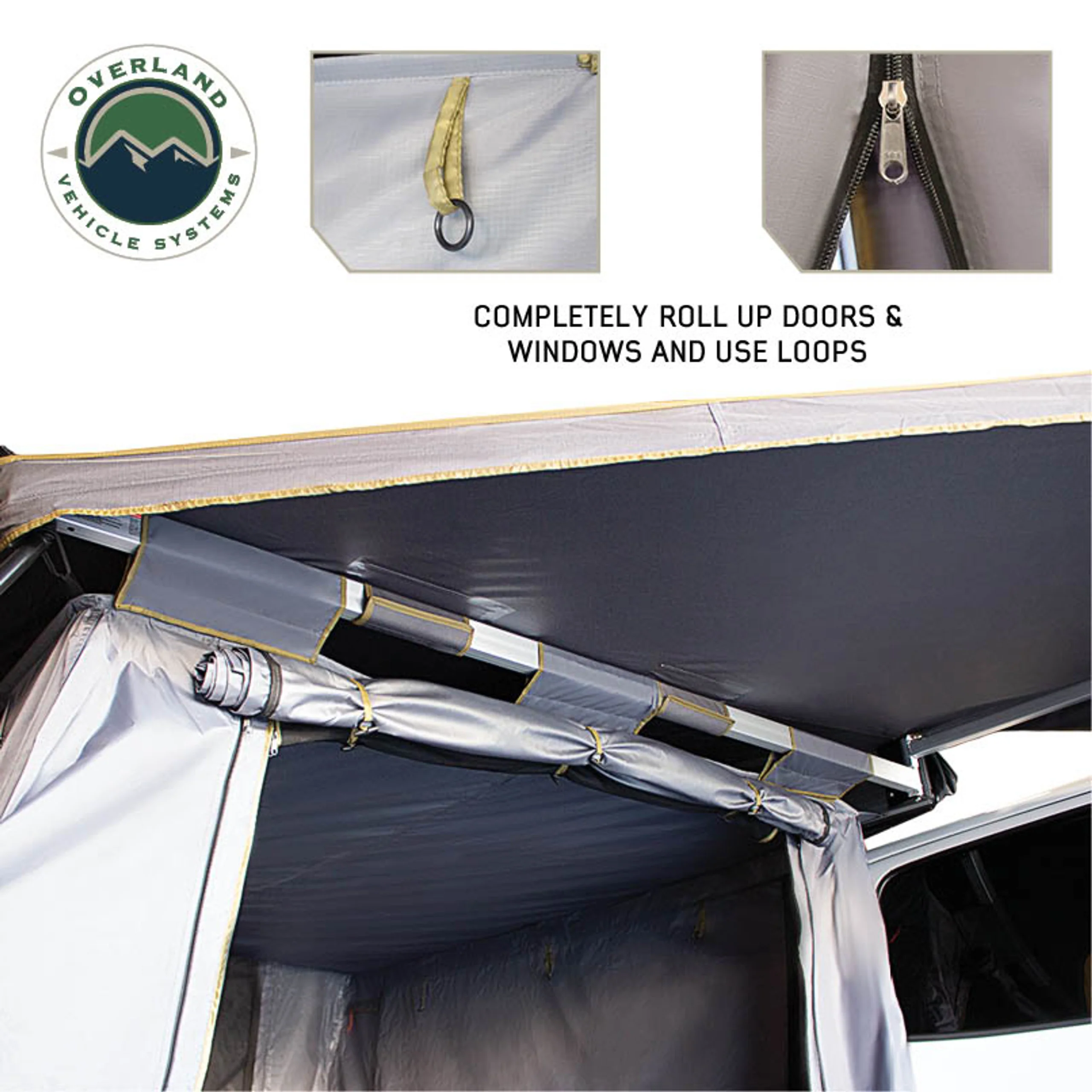 OVS HD Nomadic 270/180 Degree Awning Annex Room Enclosure - Grey Body, Green Trim - Image 7
