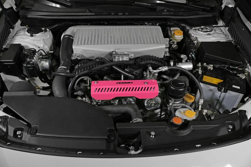 PERRIN 22-26 Subaru WRX Pulley Cover - Hyper Pink (SHORT - For Use w/PERRIN AOS) - Image 2