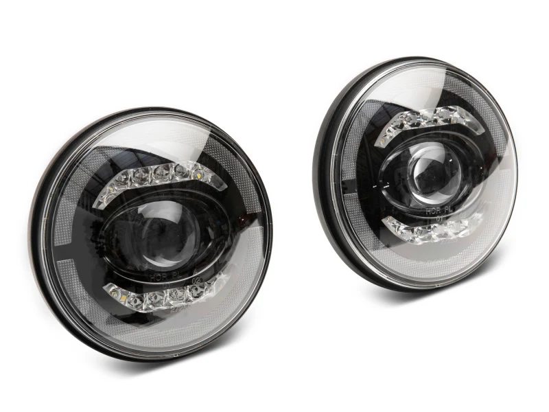 Raxiom 07-18 Jeep Wrangler JK Axial Series LED Headlights- Black Housing (Clear Lens) - Image 4